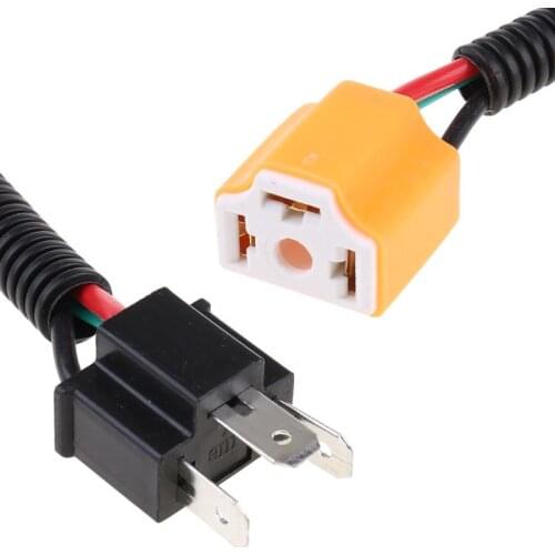 2Pcs H4 9003 Ceramic Wire Harness Plug Cable Headlights Connector Extension New F19A