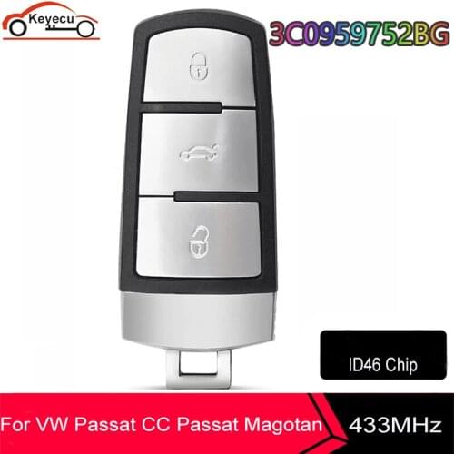 KEYECU 3C0959752BG Smart Keyless go Remote Car Key Fob 3 Button 434MHz ID46 for VW Passat CC Passat Magotan 3C0 959 752 BG