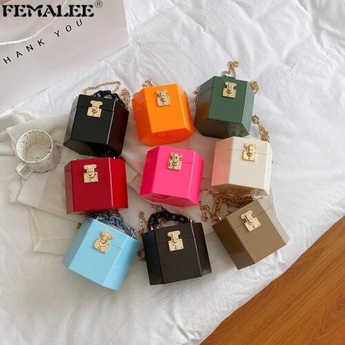 Fashion Acrylic Chains PVC Handbags Women Luxury Designer Small Shoulder Crossbody Purses Mujer 2021 Summer Jelly Box Tote Bolsa