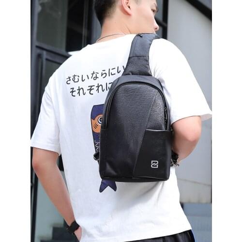 Chest Bag Mens Fashion Brand Shoulder Messenger Bag Mens Bag Ins Super Popular Casual Pu Lightweight Exercise Canvas Small