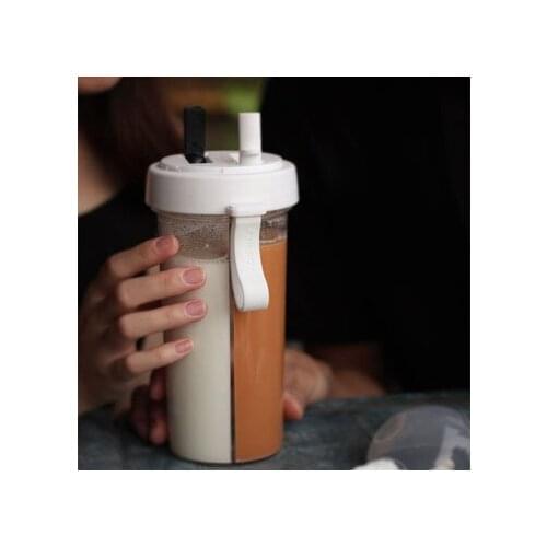 Daily new creative gift cup han edition web celebrity children students ins a dual space cup double straw