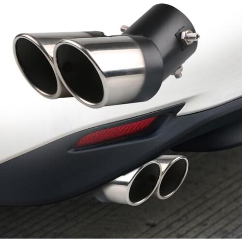 Interface 63mm Single/Dual Outlet Universal Car Exhaust Tip Stainless Steel Auto Muffler Tail Pipe Car Accessories for 1.5L-2.2L