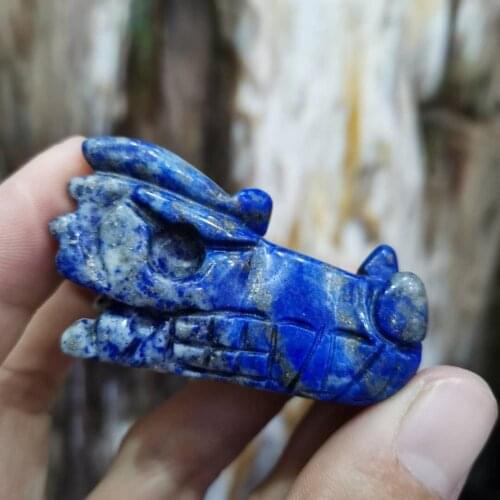 Natural Lapis Lazuli hand carved dragon skull crystal reiki healing