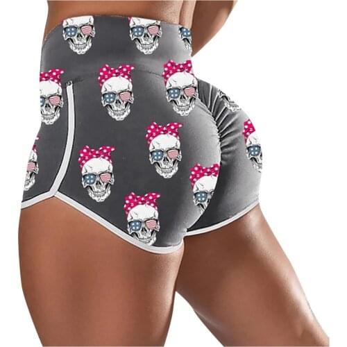 New Skull Print Summer Shorts Women Bottoms Casual Skinny Fit Shorts Elastic High Waist Female Shorts Beachwear Drop Shipping