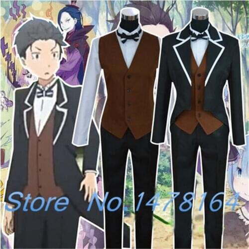 New Re:Zero kara Hajimeru Isekai Seikatsu Subaru Natsuki Butler Suit Costume Cosplay Custom Made Free shipping