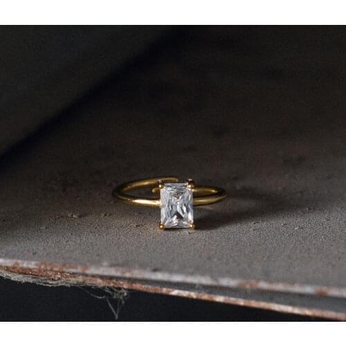 Original new silver inlaid faceted white crystal opening adjustable ring retro elegant light luxury charm female jeweler