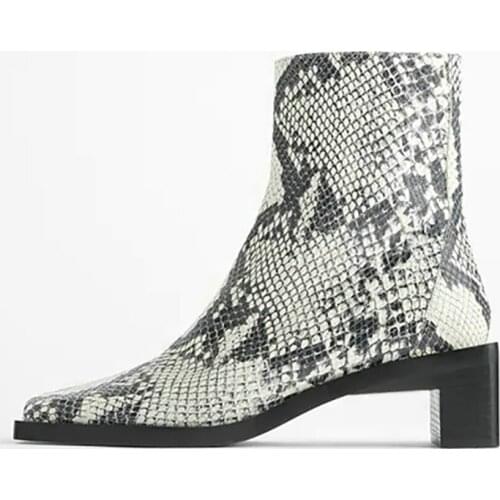 Dovereiss Fashion shoes for woman Winter Square toe new Zipper Snakeskin Block heels Short boots Elegant sexy 34-45