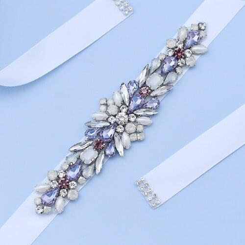 ZMS451 Fashionable Purple Rhinestone Wedding Belt Bride Accessories Girl Party Birthday Party Prom Dress Decoration Woman Sash