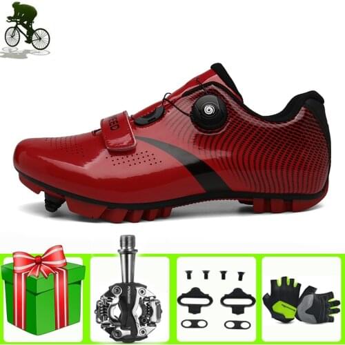 Professional Sapatilha Ciclismo MTB Bicycle Sport Shoes Men Mountain Bike Breathable Red Self-locking Women Racing Bicicleta