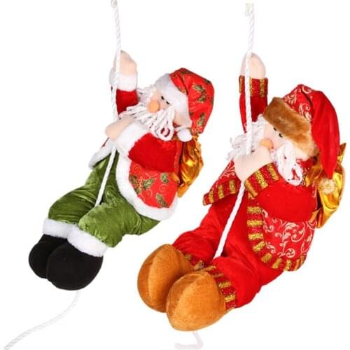 Christmas ornaments rope climbing Santa Claus decor Hanging for hotel shopping mall window Happy New Year decorations Pendant