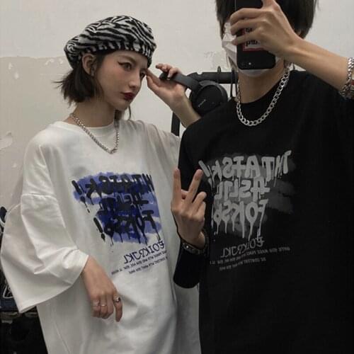 Harajuku Shirt High Street Gothic Punk T-Shirt Women Unisex Emo Grunge Clothes Kpop Gothic Top Dark Korean Clothes For Teenager