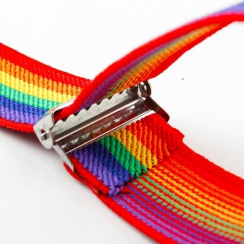 Colorful Striped Strap Rainbow Bib Adjustable Pants Straps Clip Adult Unisex Suspenders Buckle Shoulder Belt