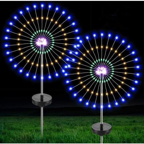 Solar LED Remote Control Fireworks Lights Outdoor Waterproof Fairy Garland Light Strip Garden Lawn Christmas Decoration for Home