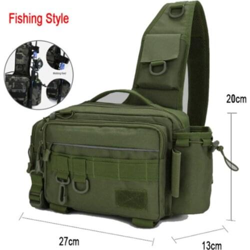 Fishing Tackle Bag Single Shoulder Crossbody Bags Waist Pack Fish Lures Gear Utility Storage Fishing Box Bag Tactical Bag N0172