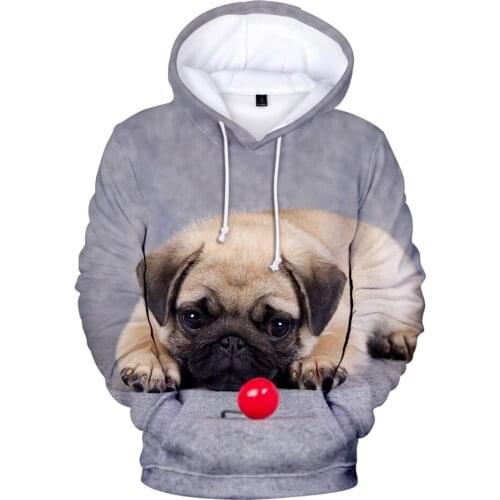 2020 3D Print Pug Hoodies Men Women Sweatshirts Harajuku Hoodie Pullover Autumn 3D Pug Hooded Casual Streetwear Clothes