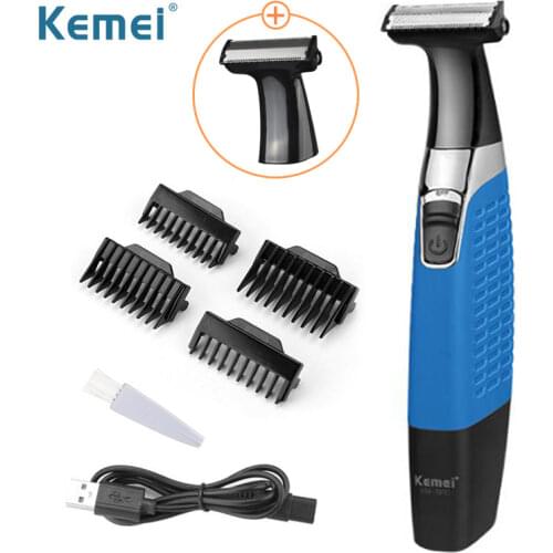 KM-1910 Kemei Electric Shaver Whole Body Wash Men Trimmer USB Rechargeable Beard Trimmer Facial Shave Tool With Single Blade 47D