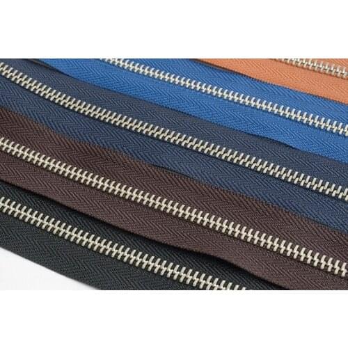 YKKZipper No.5 - 1m(one side way) , Nickel color (Zinc Metal with Choose fabric color) , Leather craft tool