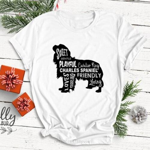 Cavalier King Charles Spaniel Printed Women T-shirt Summer Fashion 90s Ullzang Top Female T Shirt Harajuku Animal O-neck Clothes