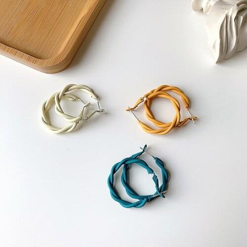 ZN 925 Needle Distortion Interweave Twist Metal Circle Geometric Hoop Earrings for Women Dripping Oil Hoop Earring Party Jewelry