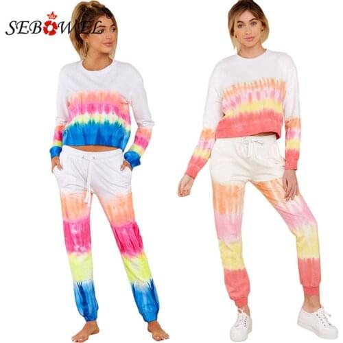 SEBOWEL 2020 Autumn New Womens Casual Two Piece Tracksuit Spring Female Long Sleeve Sweatshirt Trousers Suit Outfits Clothing