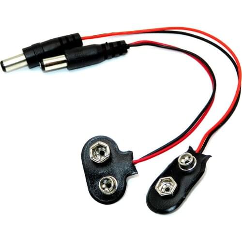 10pcs 9V DC Plug 5.5x2.1mm Power Connector With 9V Battery Snap Connector Clip Lead Wires Holder Cable Jack Socket Adapter