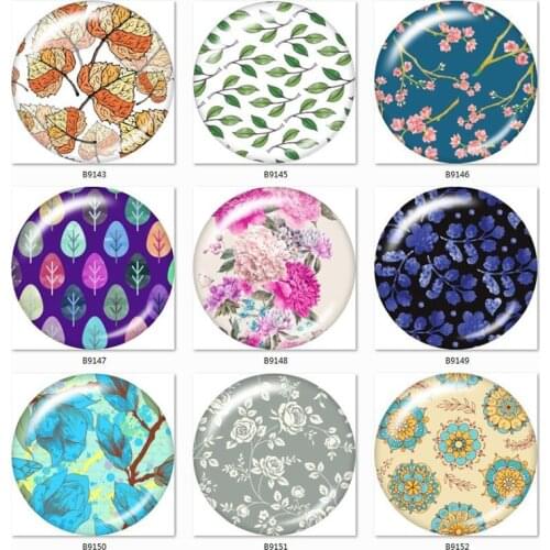 Flower Leaf Floral 10pcs mixed 12mm/18mm/20mm/25mm Round photo glass cabochon demo flat back Making findings B9143