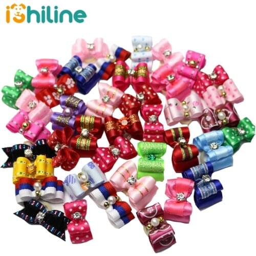 10PCS Handmade Cute Pet Dog Bow Loverly Bowknot Dog Ties For Puppy Dogs Accessories With Rubber Bands Cute Pet Headwear Grooming