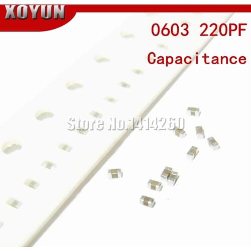 100pcs 0603 220PF X7R Error 10% 50V 0603 221 220P SMD Thick Film Chip Multilayer Ceramic Capacitor