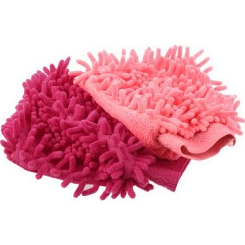 Auto Care 2 in 1 Ultrafine Fiber Chenille Microfiber Car Wash Glove Mitt Soft Mesh backing no scratch for Car Wash and Cleaning