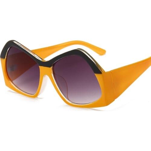 2018 Irregular Shaped Unique Sunglasses Women Brand Designer Vintage Fashion Contrast Color Yellow Frame Sun Glasses Shades
