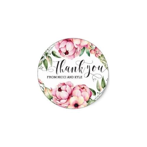 3.8cm Beautiful Floral Wedding Thank You Stickers