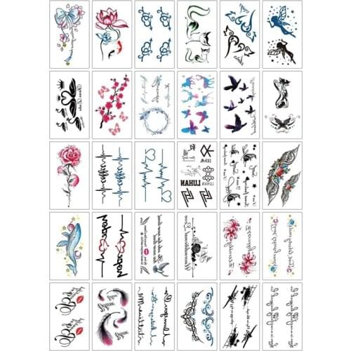 30Pcs/Set Sexy Dark Temporary Tattoo Sticker Waterproof Temporary Tattoo Fake Tattoo Sticker