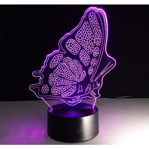 3D Night Light Animal Cat Butterfly Changeable Mood Lamp LED 7 Colors Hologram Illusion Table Lamp For Home Decor Drop Shipping