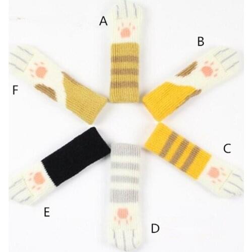 50sets 4pcs Knitting Cat Style Chair Leg Socks Home Furniture Leg Floor Protectors Non-slip Table Legs cover prevent cat sc
