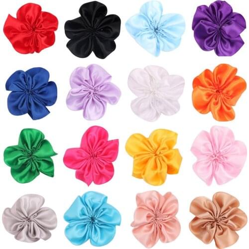 Multicolour,2 inch Ribbon Single Flowers,Hair Accessories,Many colors for you DIY,Embellished Satin Cluster Flowers
