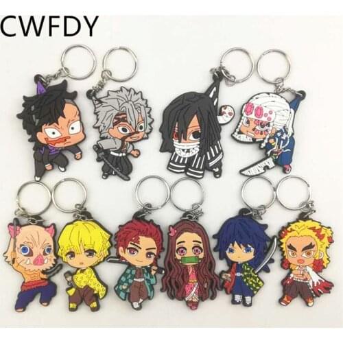 Anime Demon Slayer: Kimetsu no Yaiba Keychain Arcylic Pendant Keyring Cosplay Anime Kamado Tanjirou Figure Jewelry Gifts 50pcs