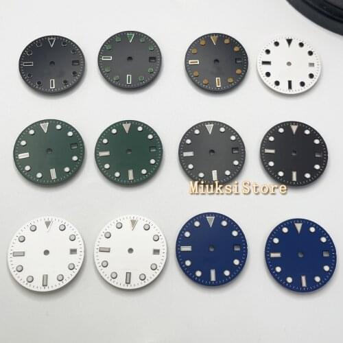 Watch Luminous dial 28.5mm black white green blue dial fit NH35 Miyota 8215 821A Mingzhu DG2813 3804 ETA 2824 2836 movement