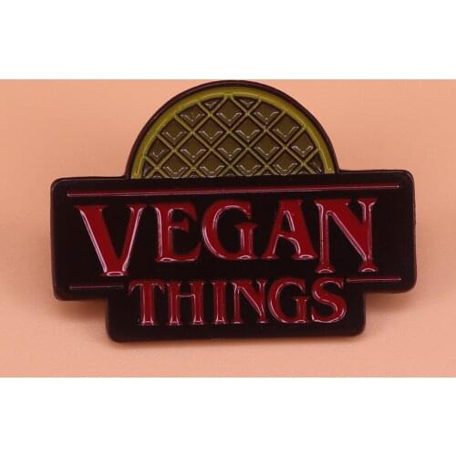 Vegan things enamel pin waffle eggo brooch stranger things fans badge animal rights activist pins veganism lifestyle gift