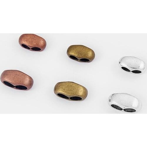 10Pcs Double Strands Barrel Sliders Findings For 4mm/5mm Round Leather Cord Making Findings