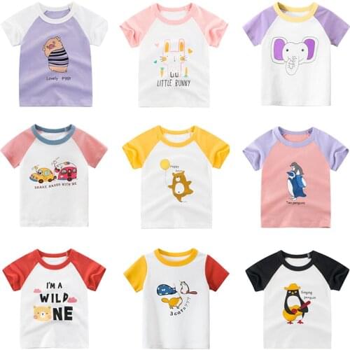 Girls T-Shirts Children Kids Baby Toddler Boys Infant Tops Short Sleeve T-Shirt childrens Cotton T-shirts Tees Cartoon Print