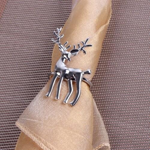 10pcs/lot Model Room Restaurant Hotel Western Sika Deer Napkin Ring High-grade Exquisite Gold And Silver Deer Meal Buckle