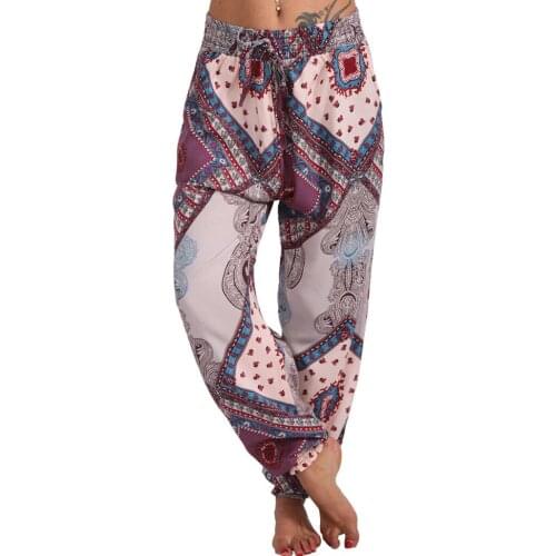 Summer Women Boho Wide Leg Pants Casual Plus Size 5XL Elastic Waist Drawstring Sweatpants Loose Pants 2021 vetement femme A30
