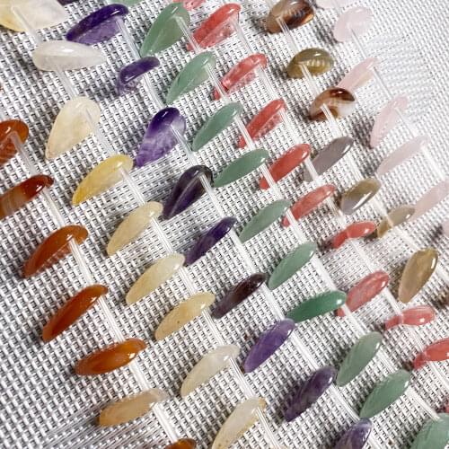 Fashion Natural Stone Agates Beaded Leaf Shape Loose Spacer Beads for Jewelry Making Necklace Bracelet DIY Accessories 13x18mm