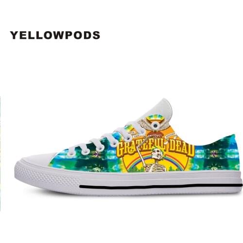 Mens Shoes Casual Casual Breathable Shoes Lace Up Grateful Dead Roses Walking Shoes Comfortable Customized White Brand Shoes