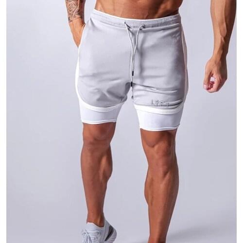 Men 2 in 1 Sports Short Pants Beach shorts Training Bodybuilding casual shorts Summer Shorts Workout Fitness GYMS Short Pants