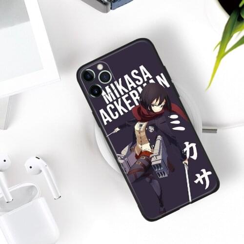 Mikasa Ackerman anime girl art Soft Silicone Glass Phone Case Cover Shell For iPhone SE 6 6s 7 8 Plus X XR XS 11 12 Mini Pro Max