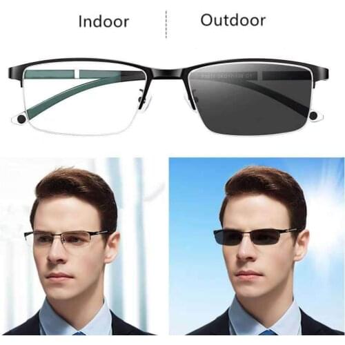 2020 Half Frame Anti Blue Light Reading Glasses Men Progressive Multifocal Presbyopic Glasses Photochromic Black Ultra Light