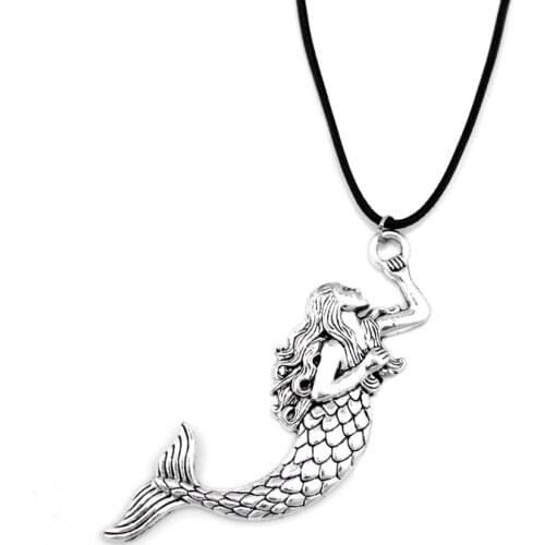 Original New Retro Mermaid Choker Necklace Women Fashion Vintage Leather Chain Necklaces Pendants Female Jewelry Party Gift