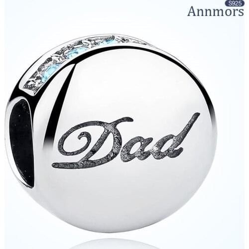 Dad Pendant 925 Sterling Silver Fits Pandora Charms Bracelets for Woman Girl Beads Gifts for Women Bracelet and Necklace