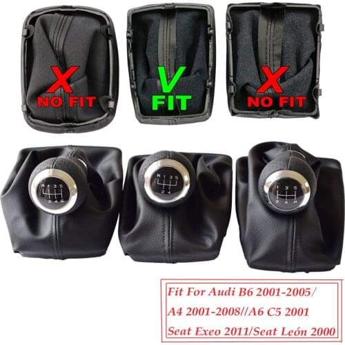 Set Gear shift Handle knob Complete Boot cover for Audi A4(2001-2008)B6(2001-2005)A6 C5 (2001)For Seat Exeo(2011)Leon(2000)